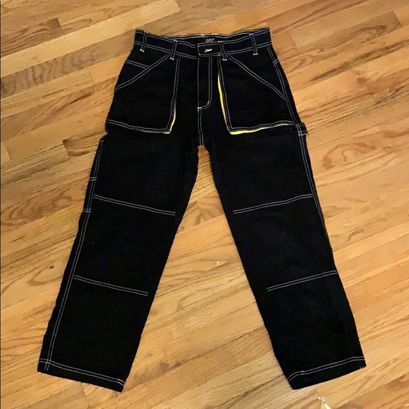 black jeans white contrast stitching